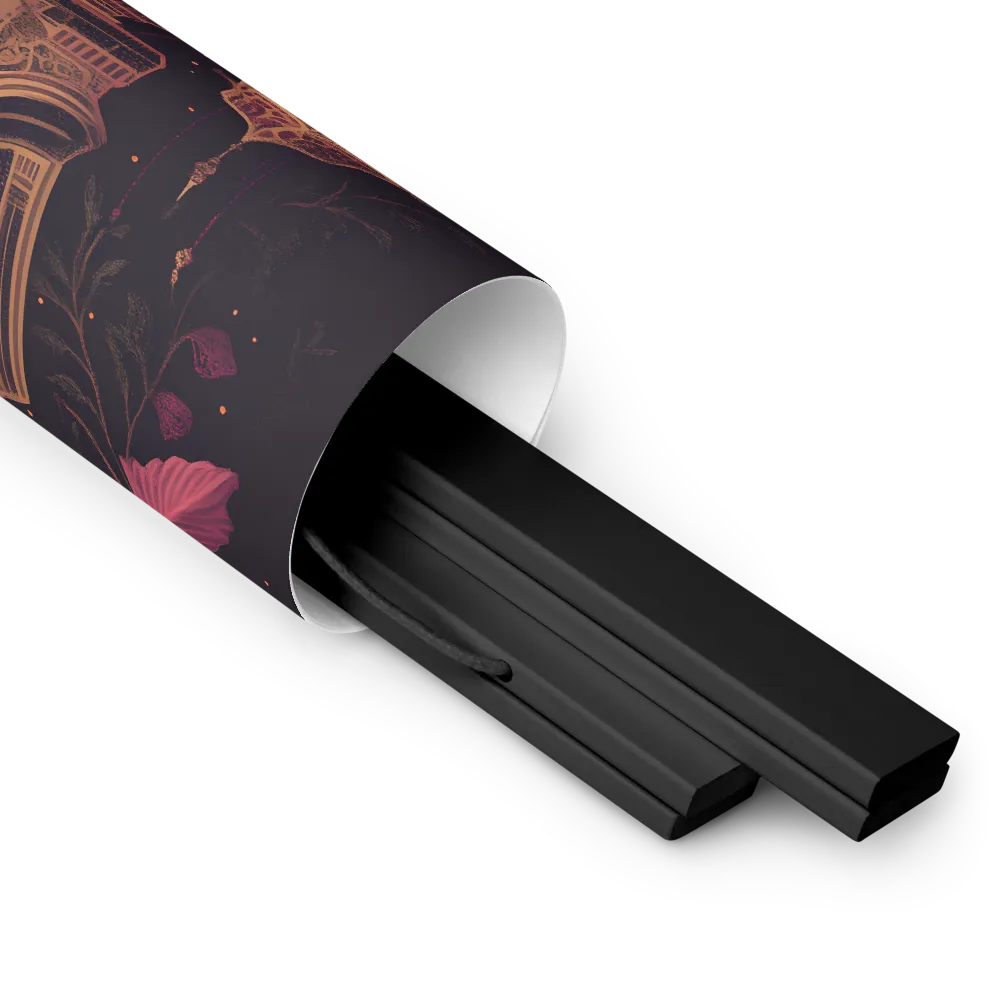 Ornate Harmony: A Digital Floral Architecture | Poster With Black Wood Hanger | 12″×12″