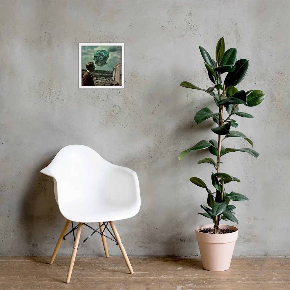 Ethereal Reflections: Identity in a Fragmented World | Poster with White Frame | 12″×12″