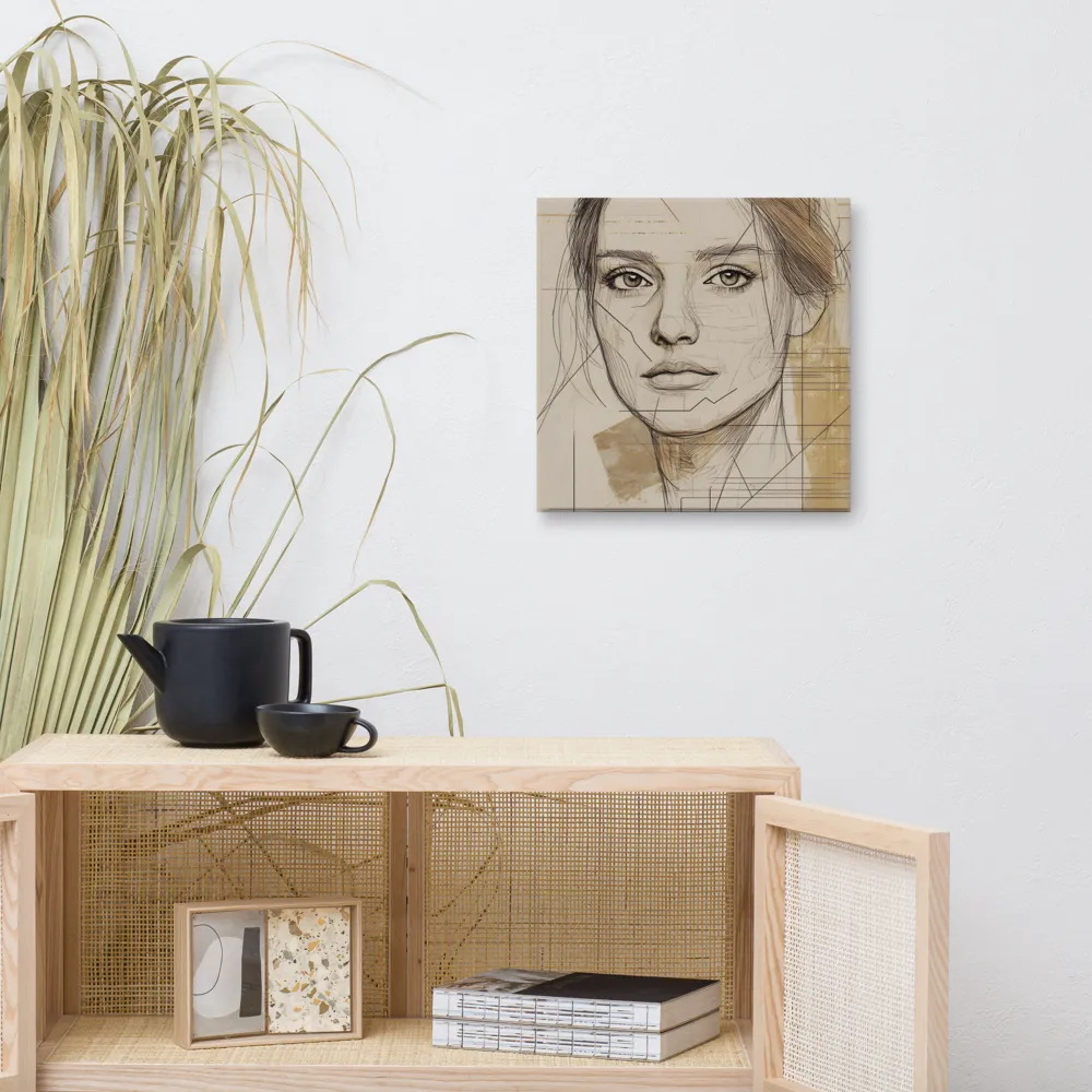 Geometric Elegance: A Modern Portrait | Canvas | 16″×16″