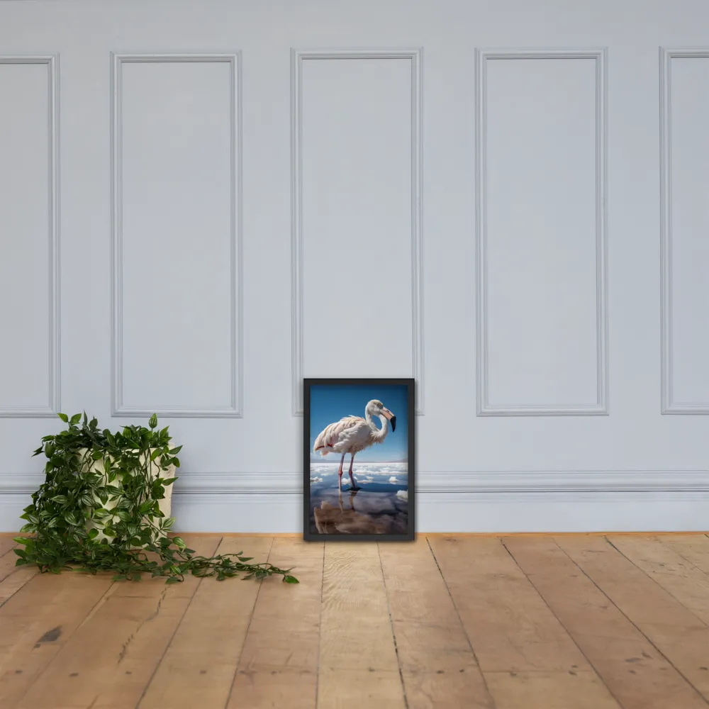 Graceful Solitude of a Flamingo | Poster with Black Frame | 12″×18″