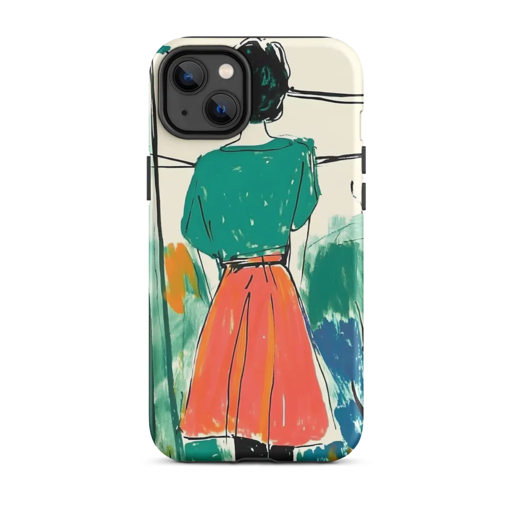 Figure in Teal and Coral