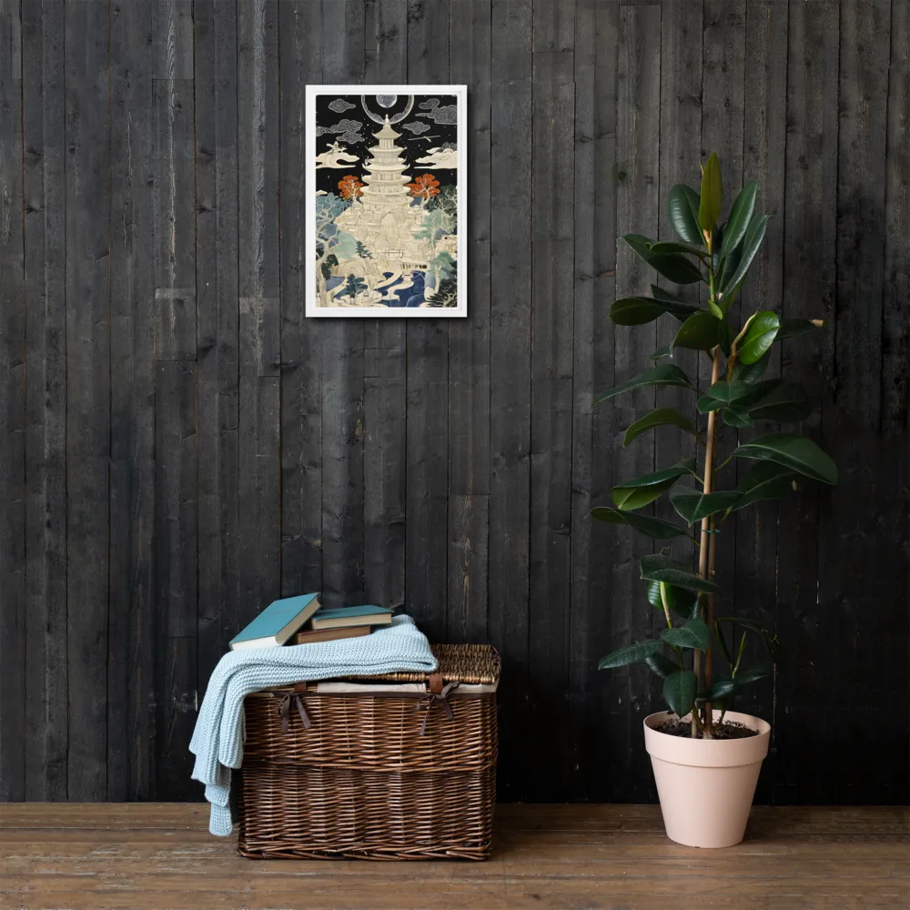 Whispers of the Pagoda | Canvas with White Frame | 12″×18″