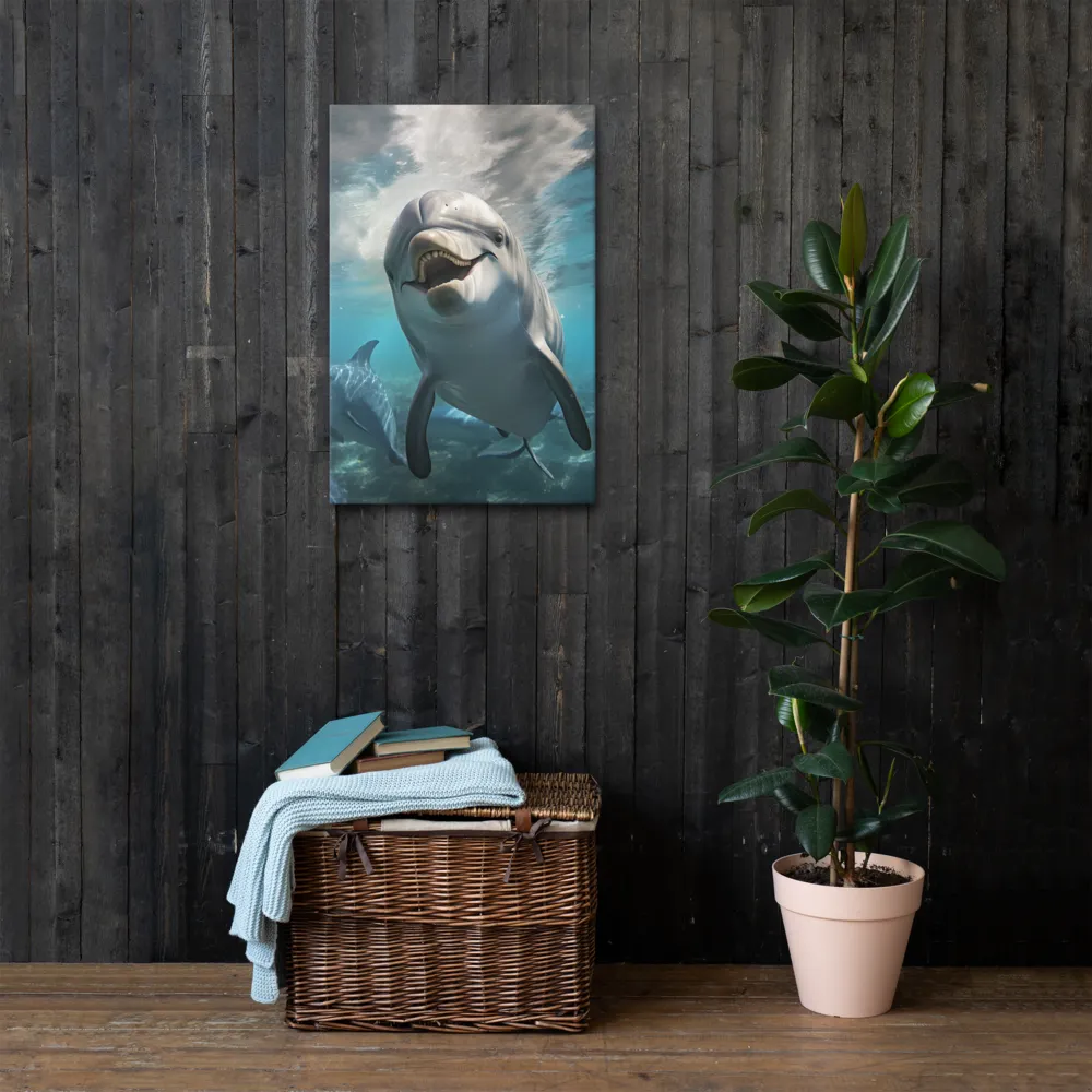 Beneath the Waves: A Dolphin's Dance | Thin Canvas | 20″×30″