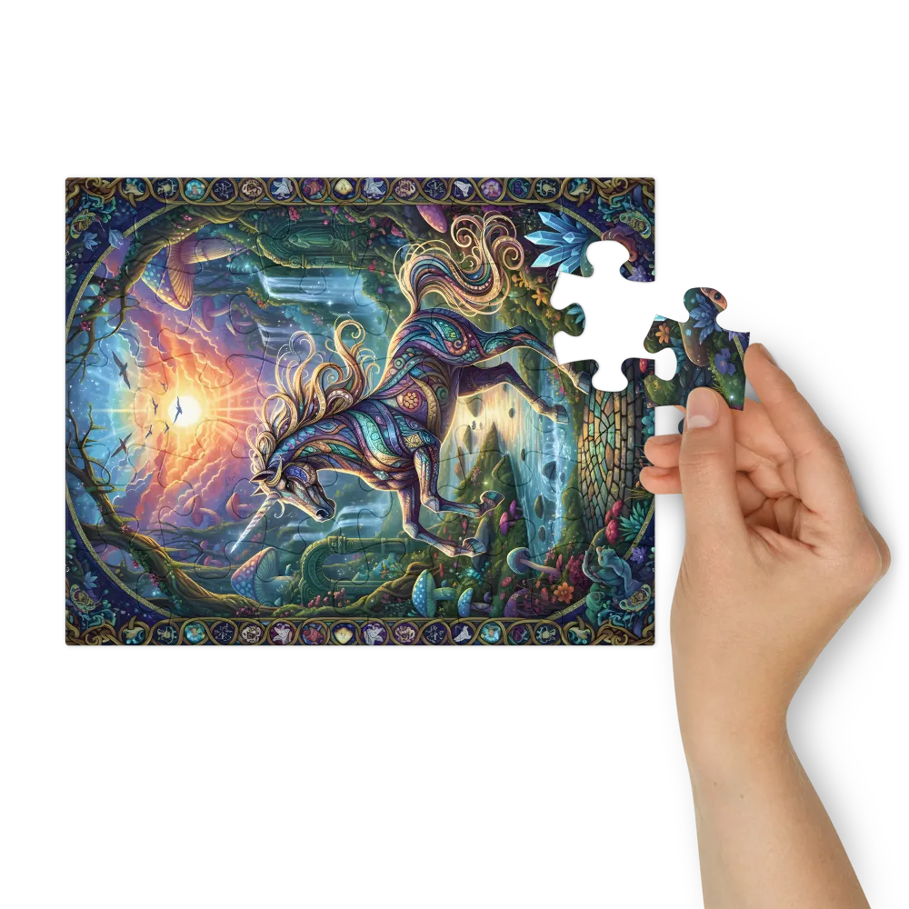Mosaic Unicorn 
 Jigsaw Puzzle in Tin Box