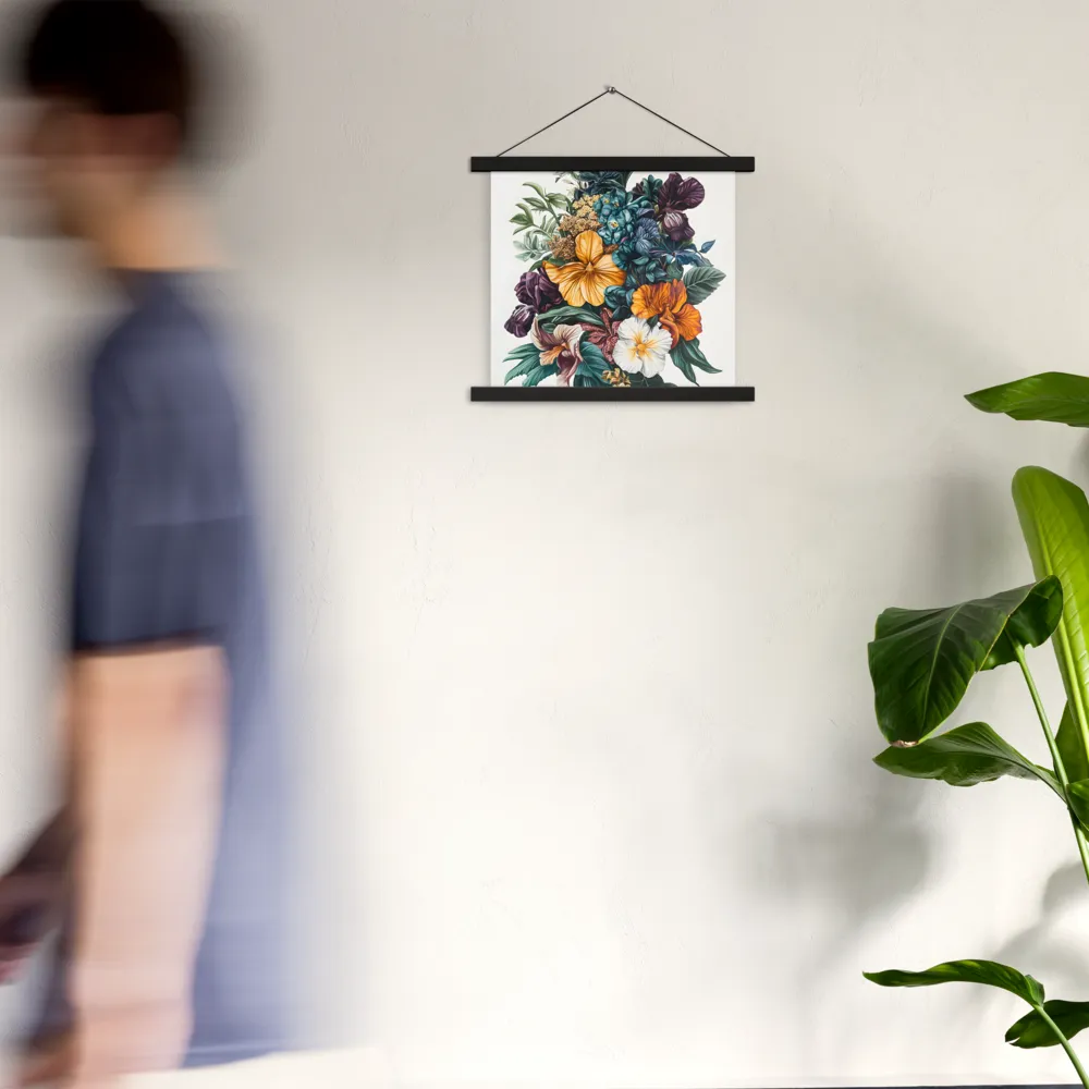 Floral Symphony | Poster With Black Wood Hanger | 14″×14″