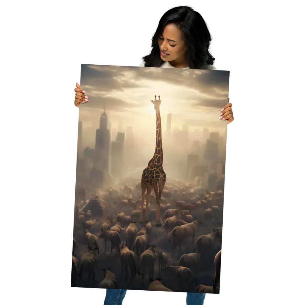 Urban Serengeti: A Giraffe's Perspective | Metal Print | 24″×36″