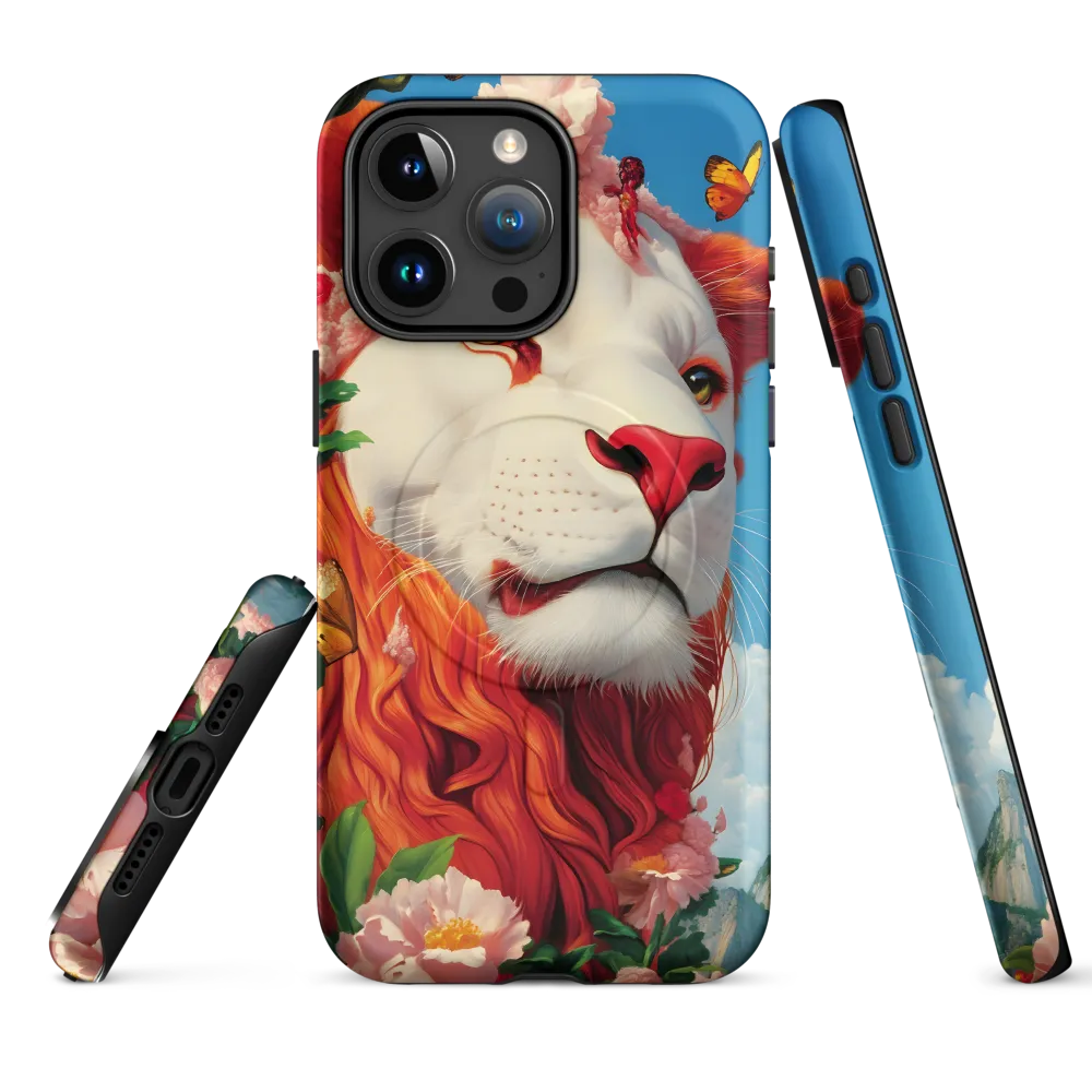 Majestic Lion Amidst Floral Splendor