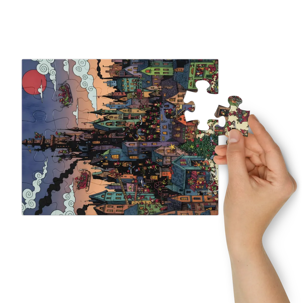Elf Village at Dusk 
 Jigsaw Puzzle in Tin Box
