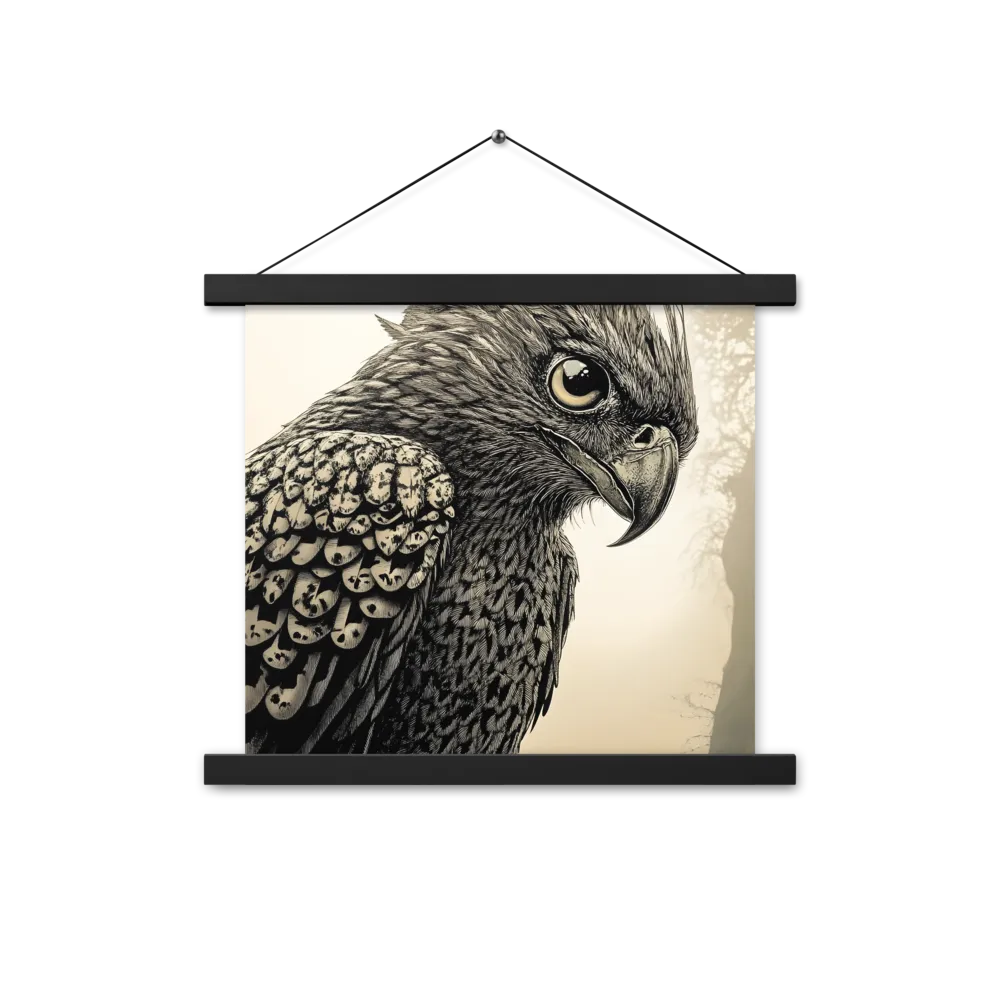 Majestic Owl in Detail | Poster With Black Wood Hanger | 14″×14″