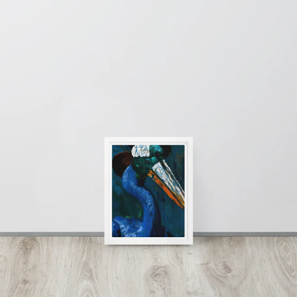 Majestic Absurdity: The Hat-Wearing Bird | Canvas with White Frame | 8″×10″