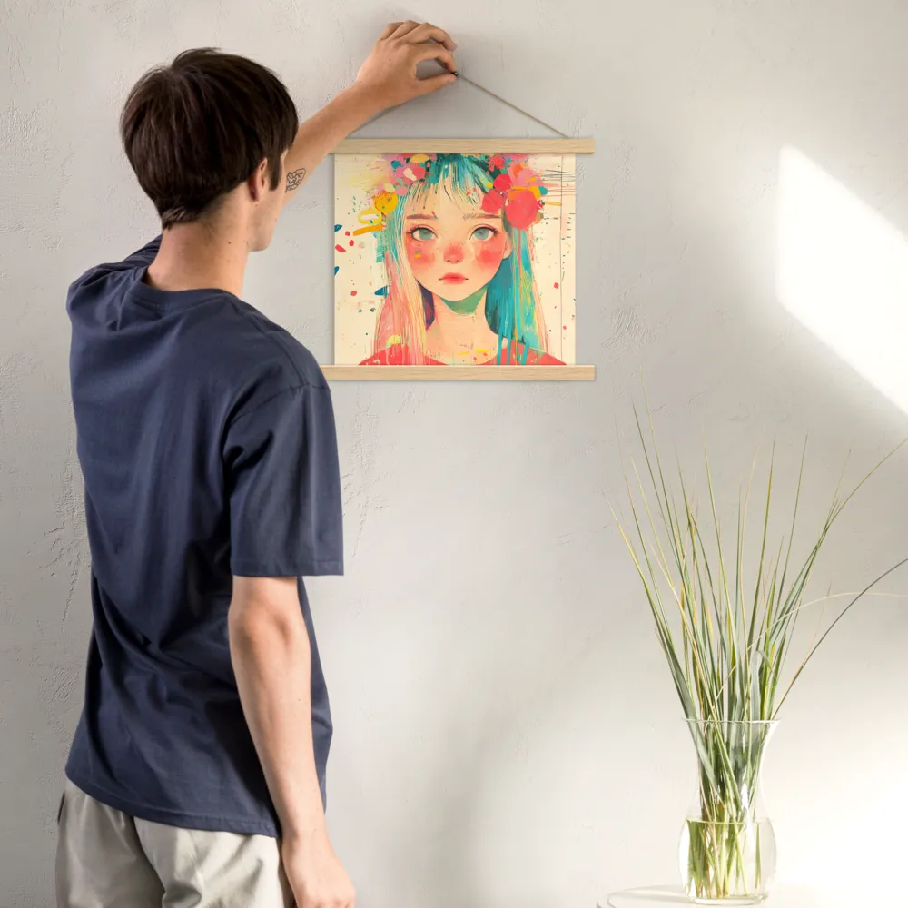 Whimsical Blossom | Poster With Oak Wood Hanger | 14″×14″