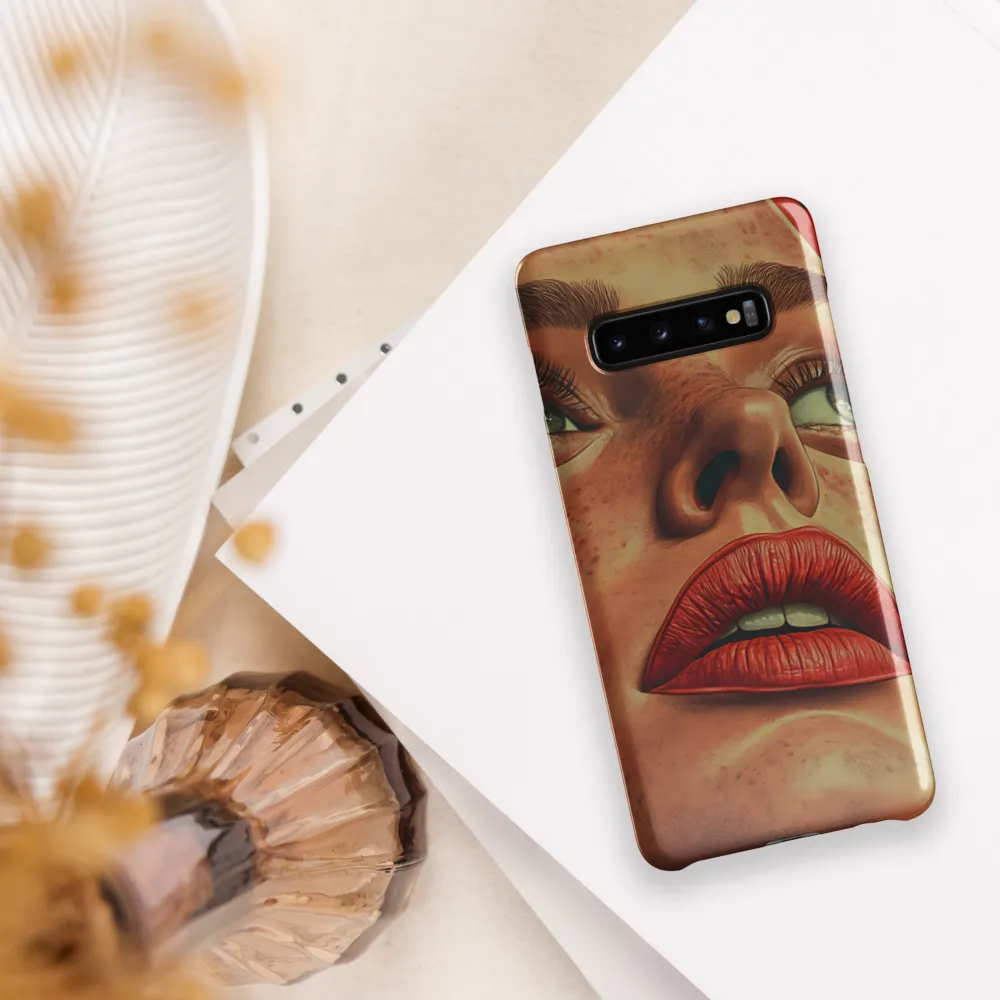 Red Intensity: A Portrait of Elegance | Phone Case |  S10 Plus | Snap Case | Glossy