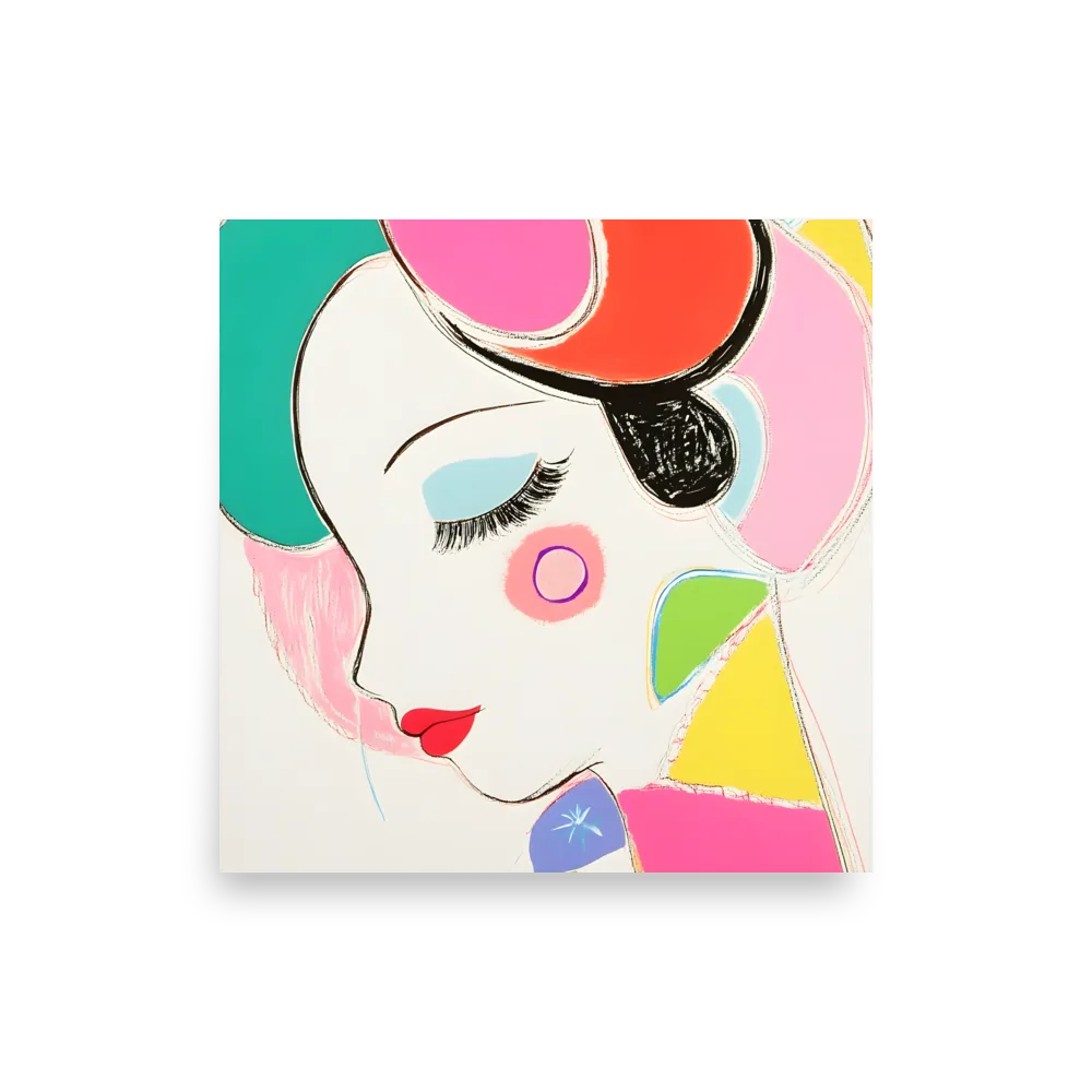 Whimsical Portrait in Colorful Abstraction | Poster | 12″×12″