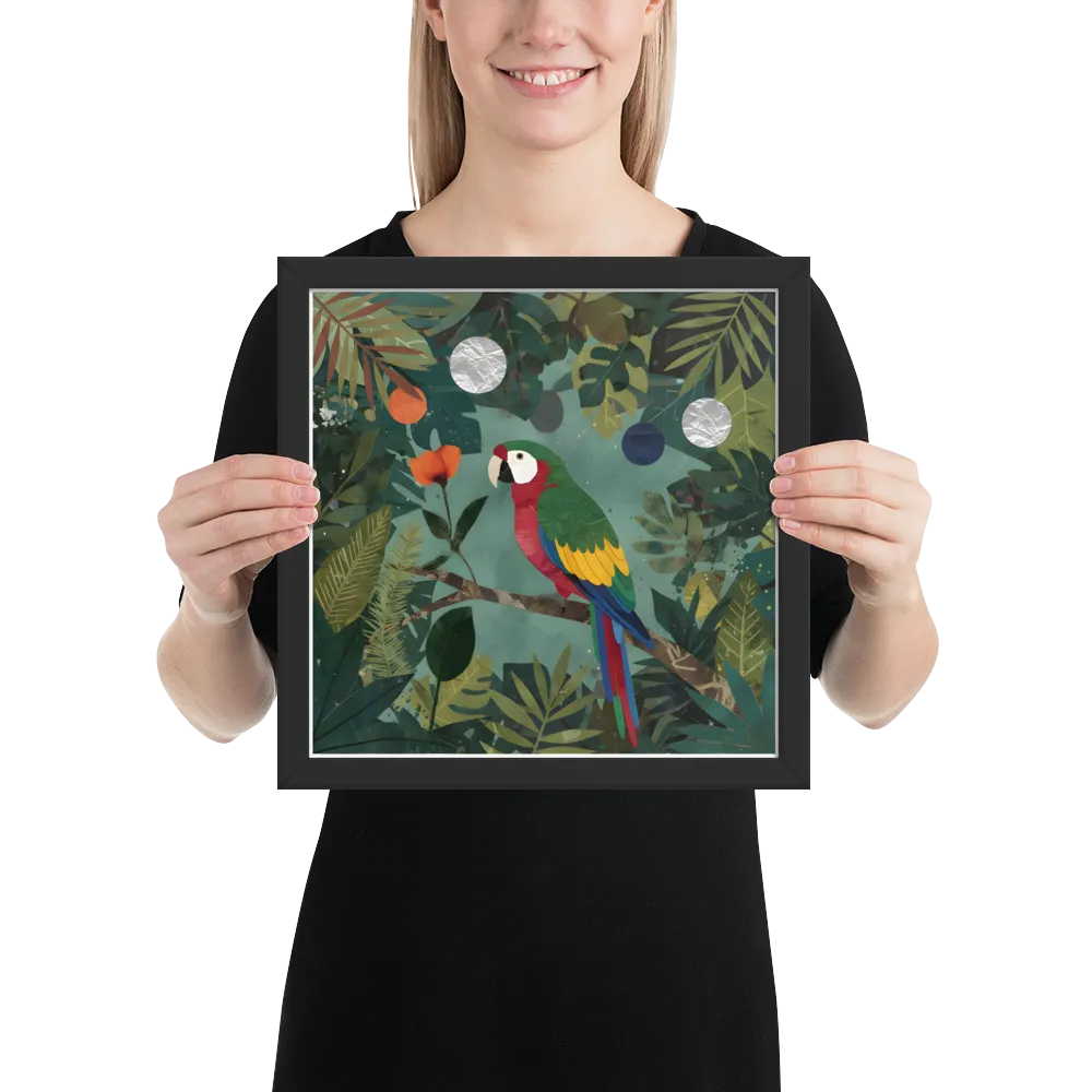 Canopy Parrot 
 Poster with Black Frame | 12″x 12″
