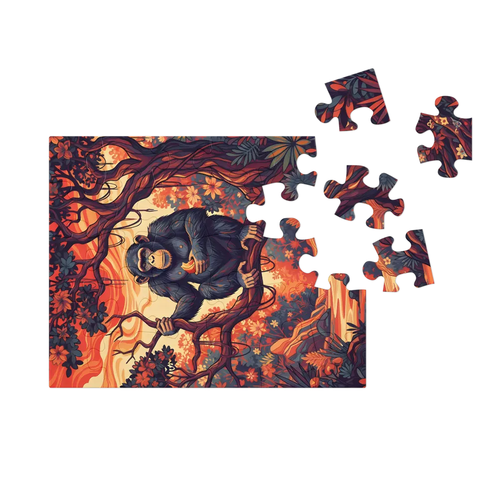 Sunset Chimp 
 Jigsaw Puzzle in Tin Box