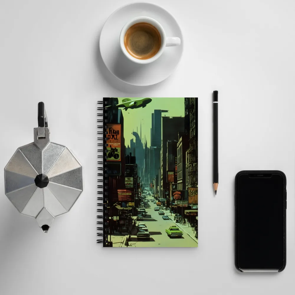 Nostalgic Futurism in Urban Splendor | Spiral Notebook