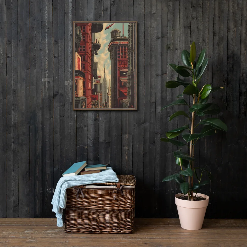 A Glimpse of Tomorrow: Urban Ambition | Canvas with Brown Frame | 20″×28″