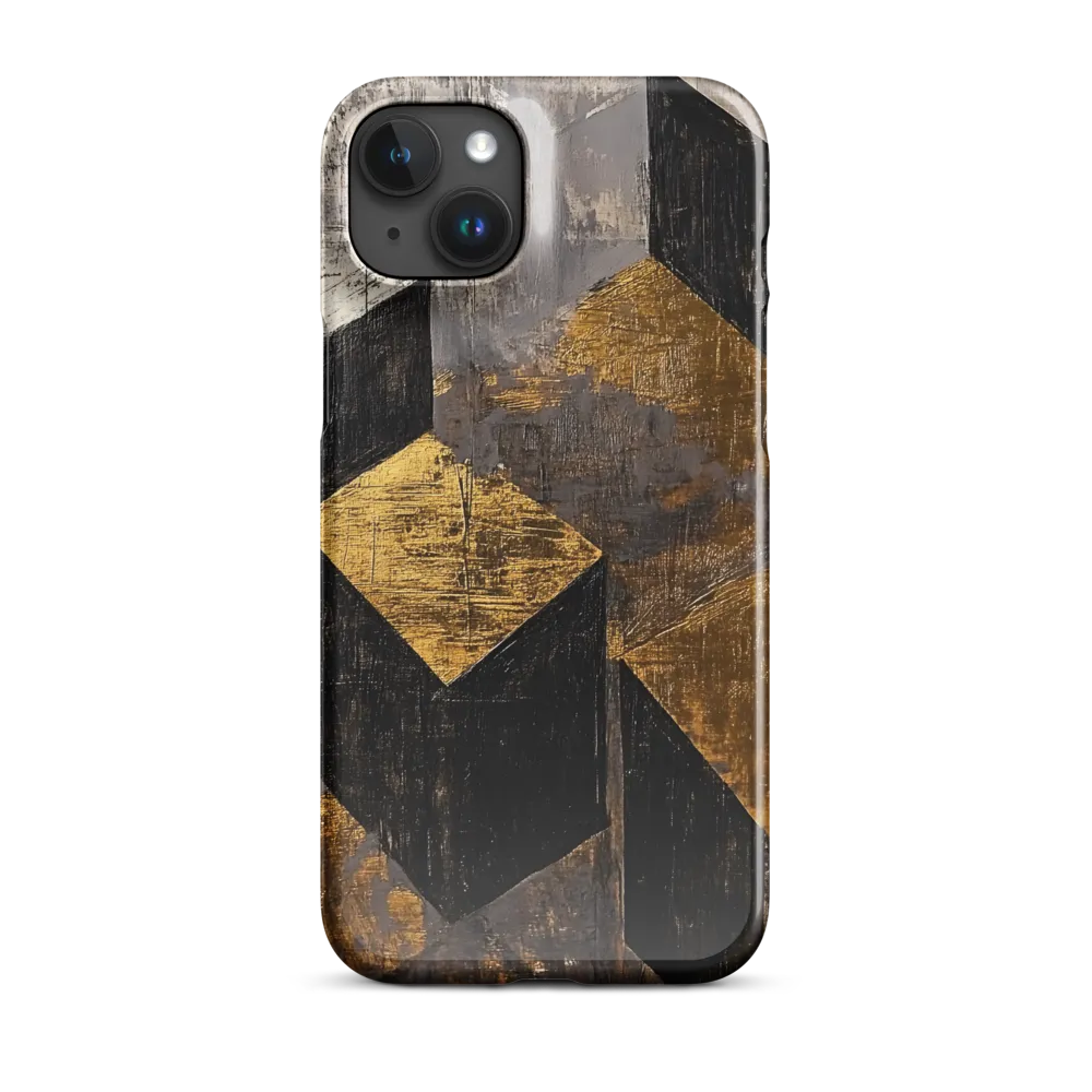 Geometric Harmony in Gold and Black | Phone Case |  15 Plus | Snap Case | Glossy