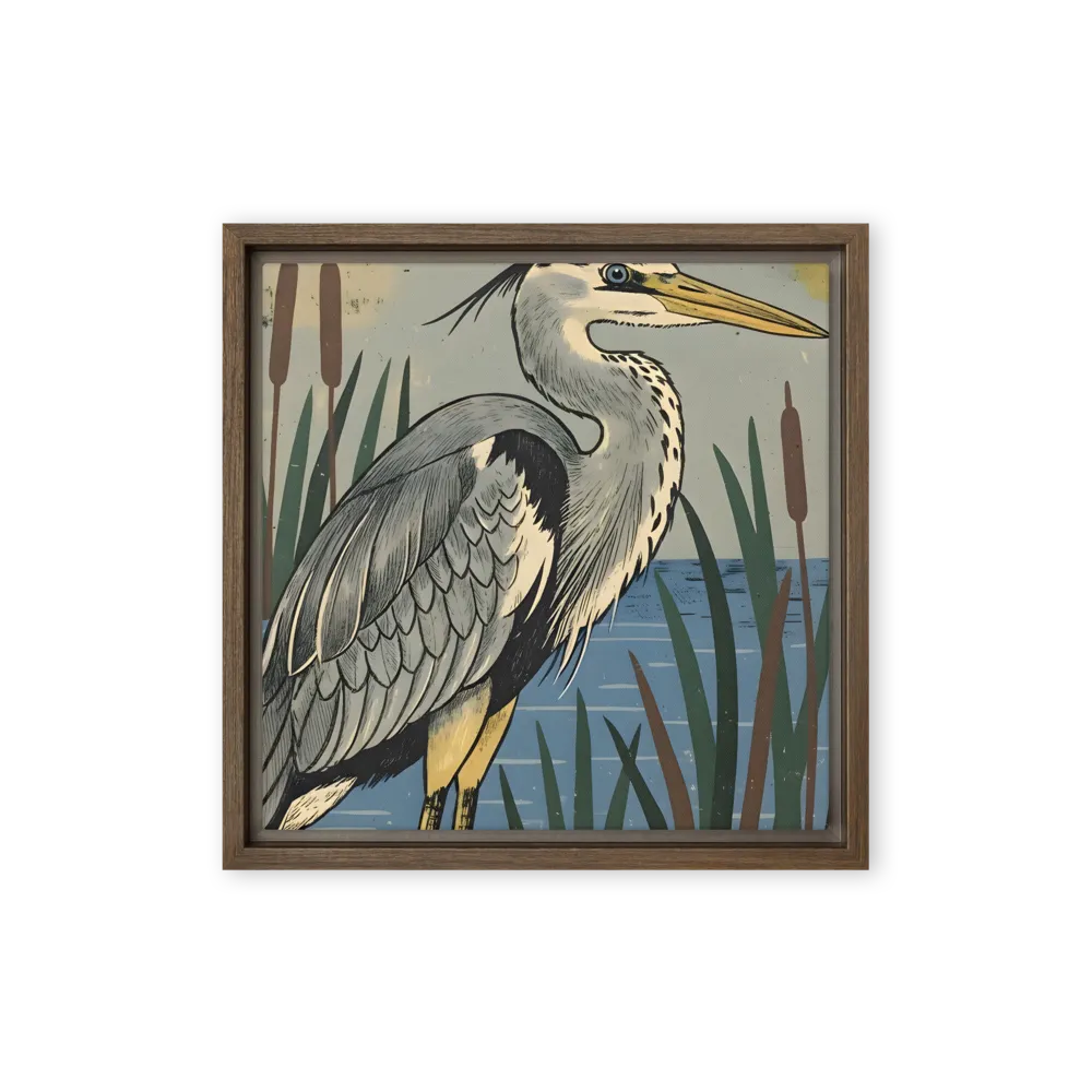 Marsh Heron 
 Canvas with Brown Frame