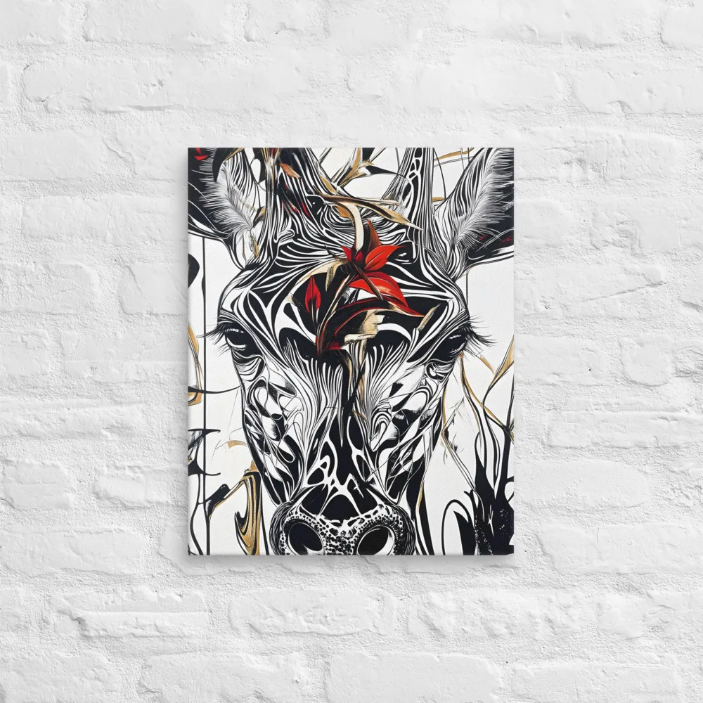 Floral Elegance: The Giraffe's Portrait | Canvas | 16″×20″