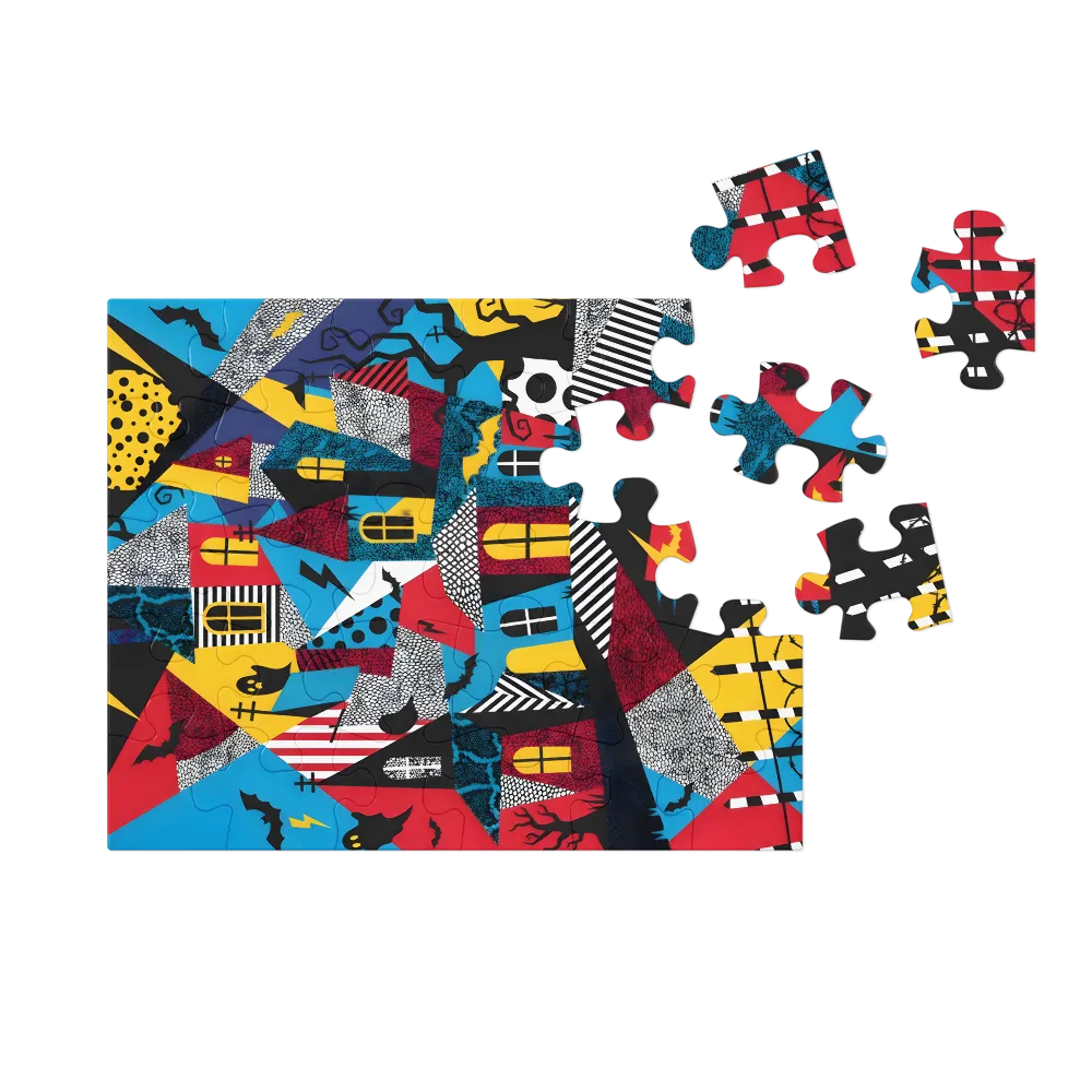 Haunted Village Collage 
 Jigsaw Puzzle in Tin Box