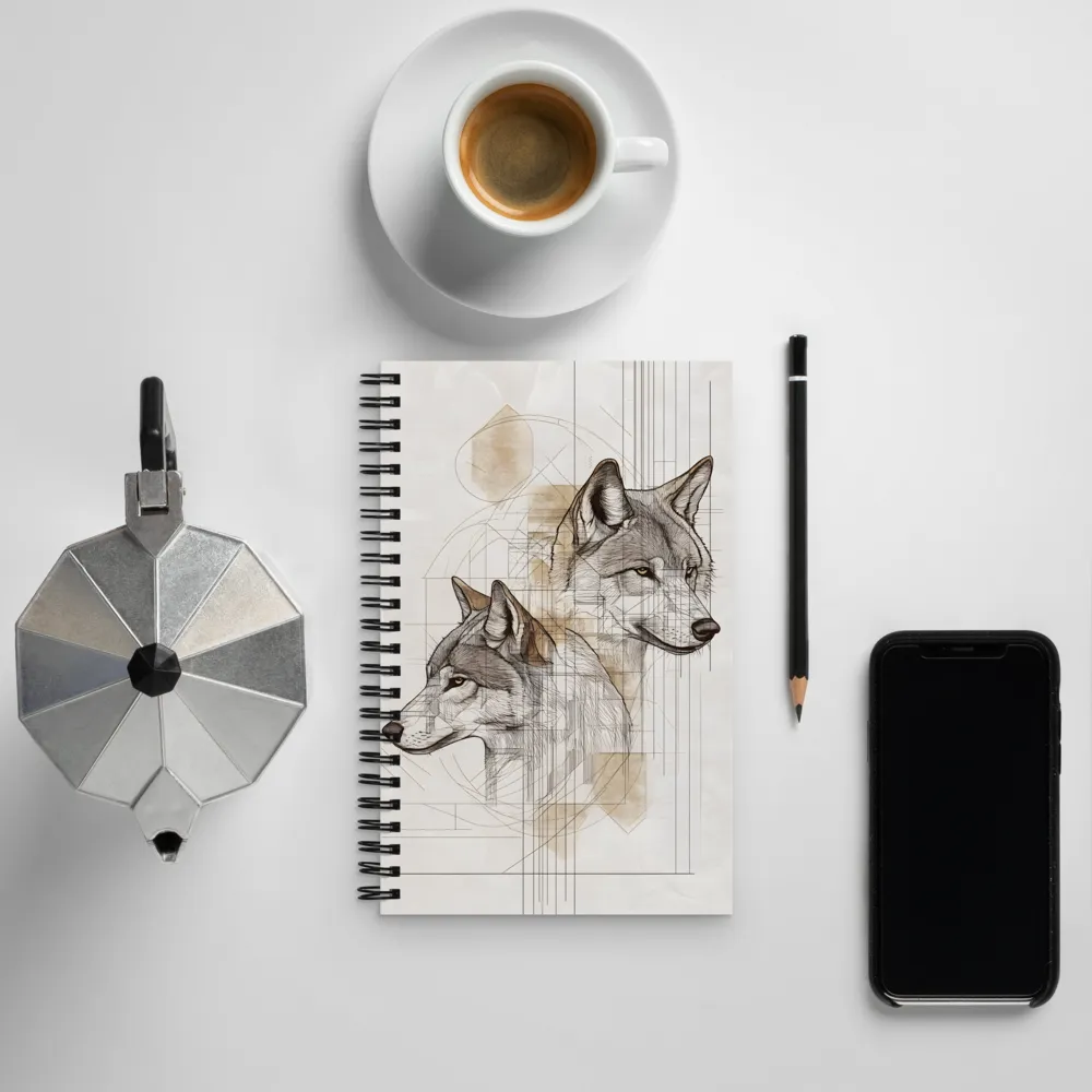 Geometric Harmony: The Essence of Wolves | Spiral Notebook