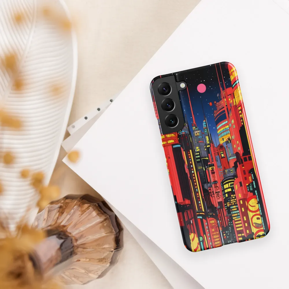 Neon Dreams: A Cyberpunk Cityscape | Phone Case |  S22 Plus | Snap Case | Glossy