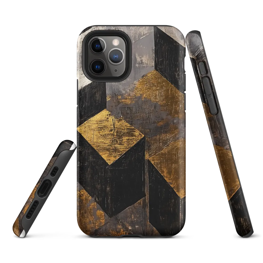 Geometric Harmony in Gold and Black | Phone Case |  11 Pro | Tough Case | Matte