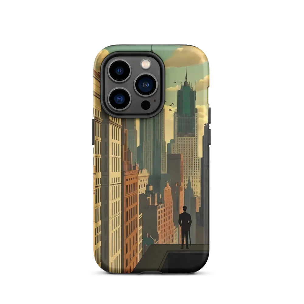 Urban Dreams: A Silhouette in Art Deco Cityscape