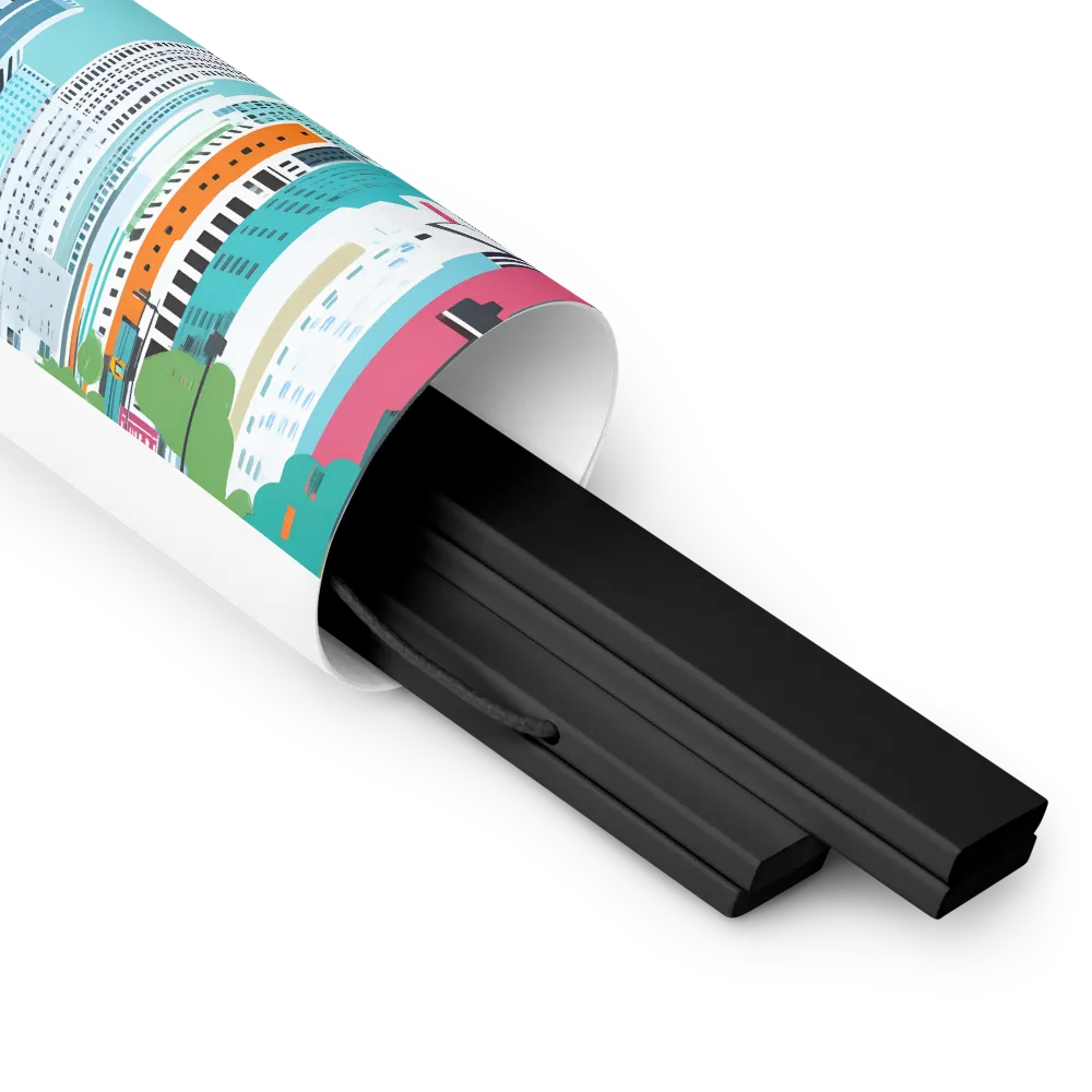 Urban Symphony: A Modern Cityscape | Poster With Black Wood Hanger | 8″×10″