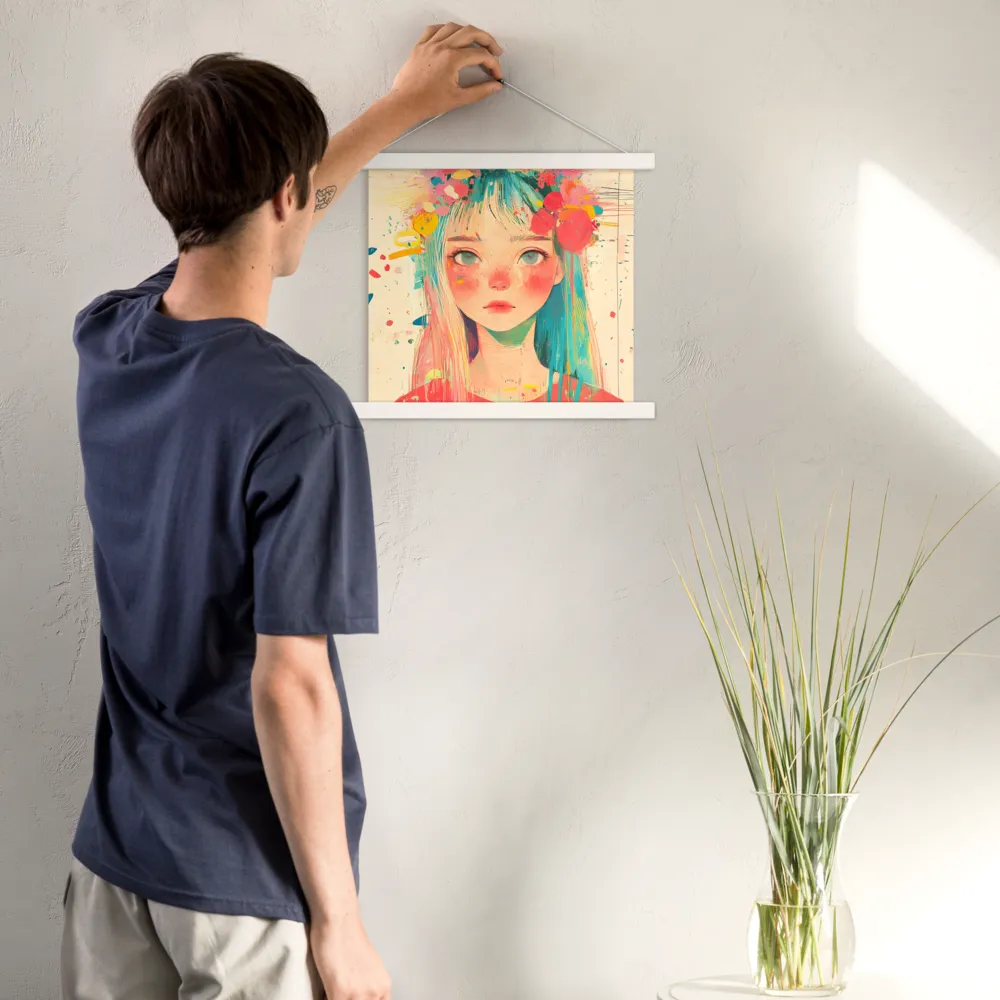 Whimsical Blossom | Poster With White Wood Hanger | 14″×14″