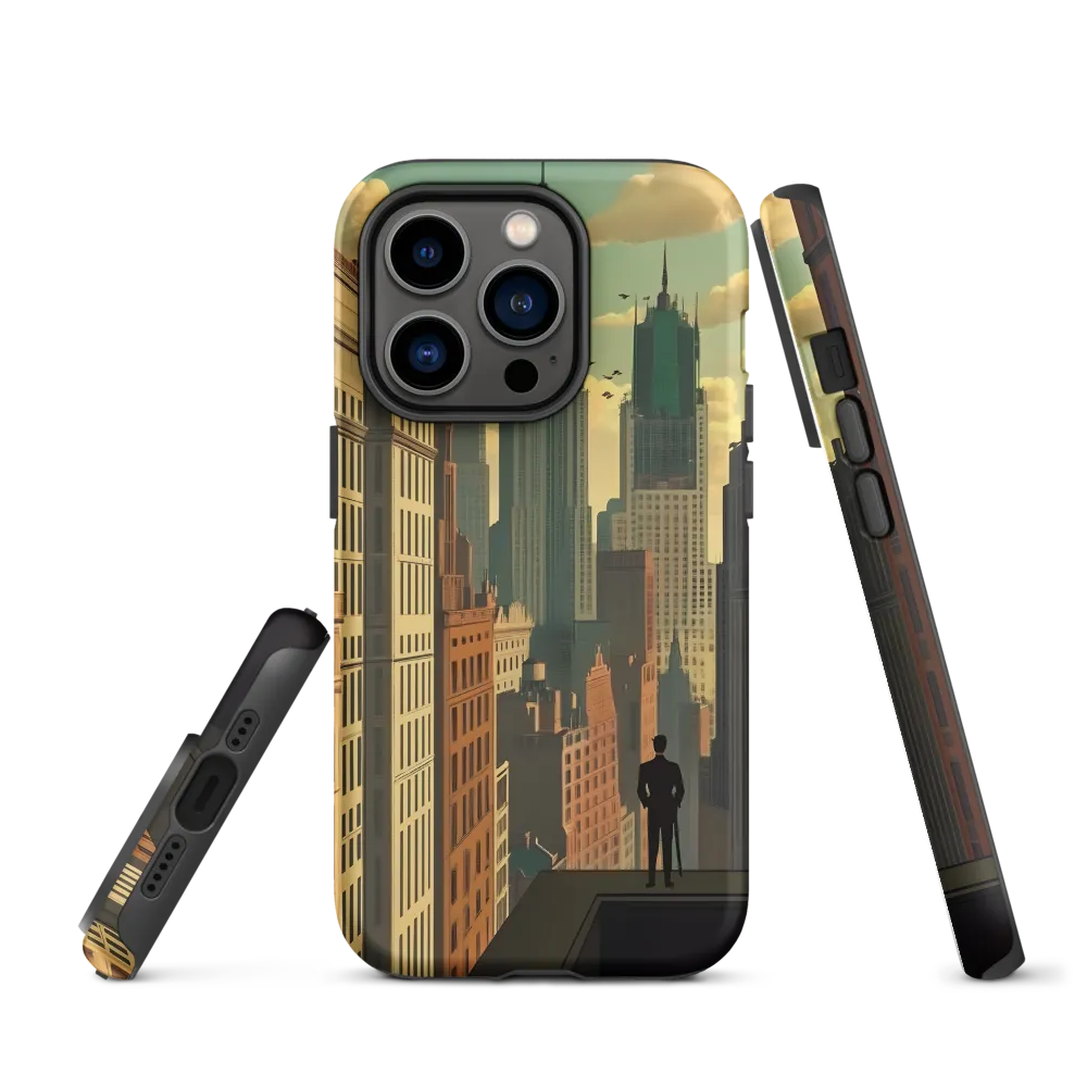 Urban Dreams: A Silhouette in Art Deco Cityscape