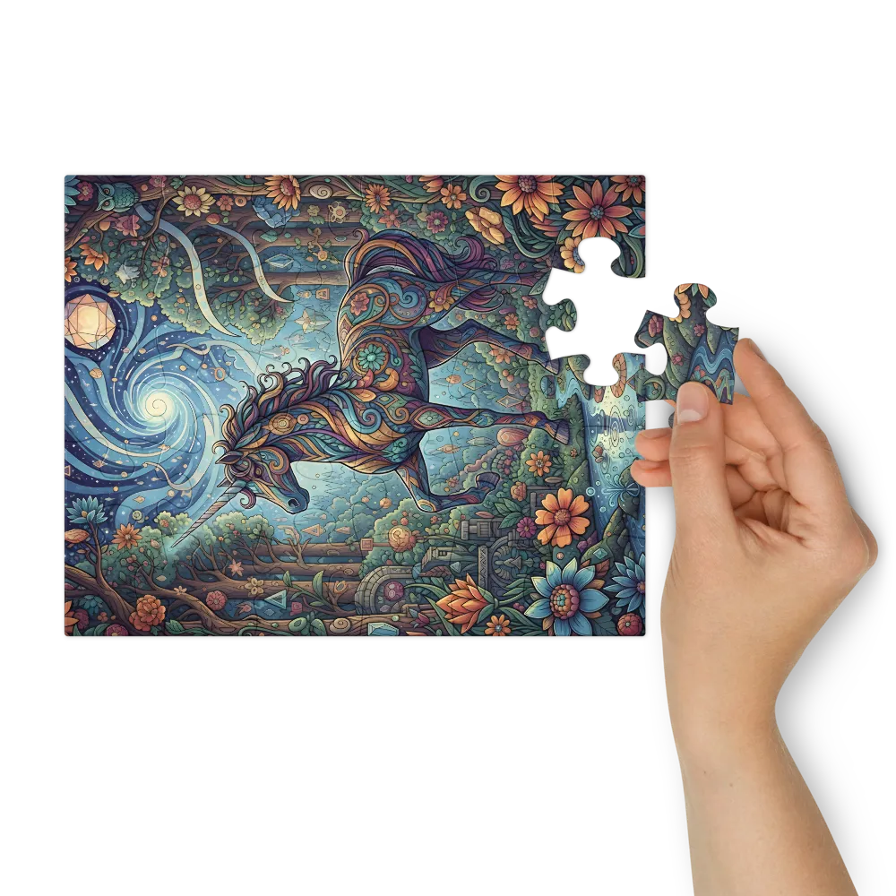 Enchanted Forest Unicorn 
 Jigsaw Puzzle in Tin Box