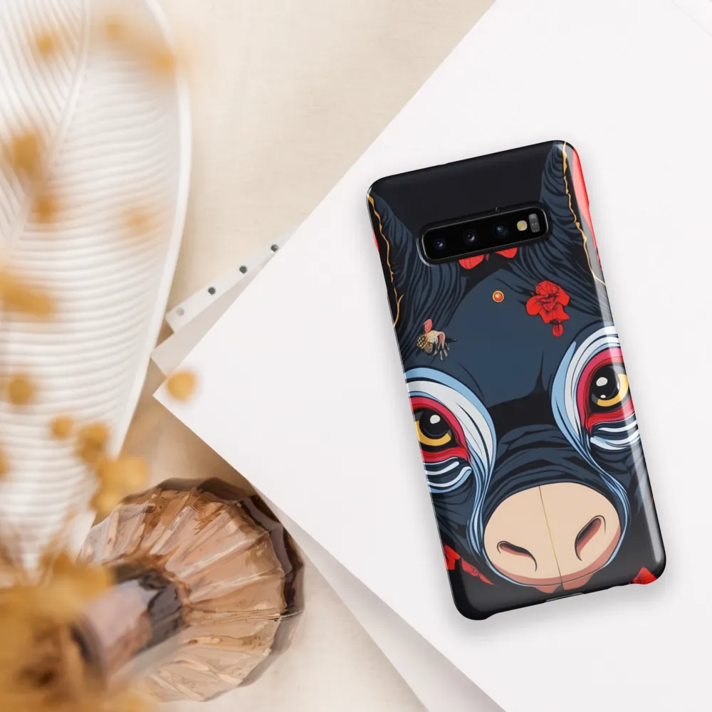 Mystical Bull with Floral Motifs | Phone Case |  S10 Plus | Snap Case | Glossy