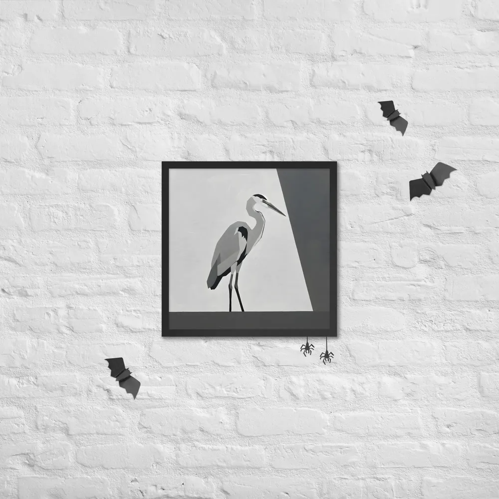 Geometric Heron 
 Poster with Black Frame | 18″x 18″