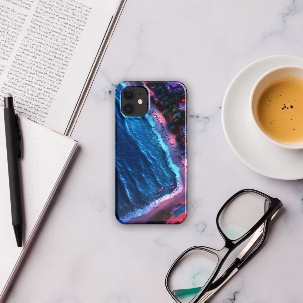 Twilight Reflections: A Serene Beach Aerial | Phone Case |  12 Mini | Snap Case | Glossy