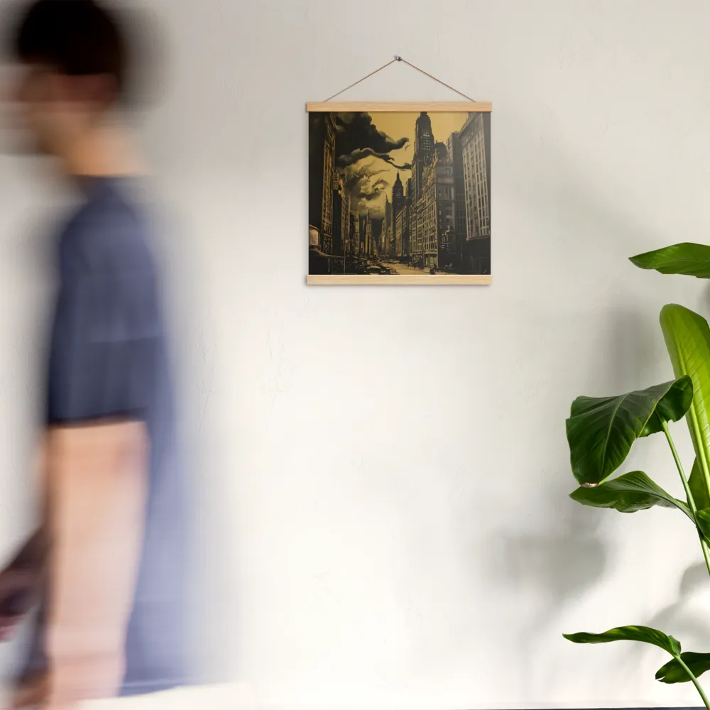Echoes of a Forgotten Skyline | Poster With Oak Wood Hanger | 16″×16″