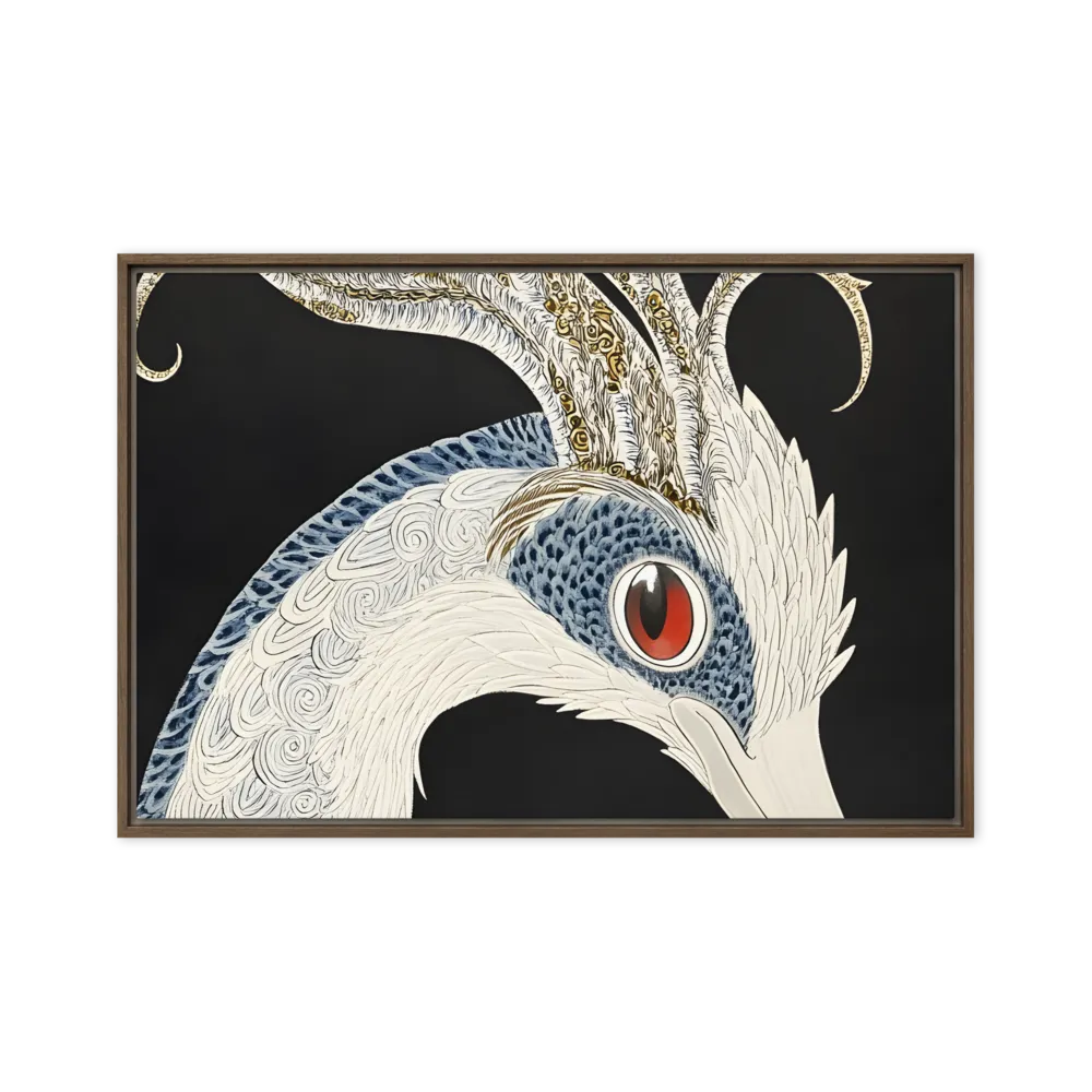 Elegance of the Majestic Peacock | Canvas with Brown Frame | 24″×36″