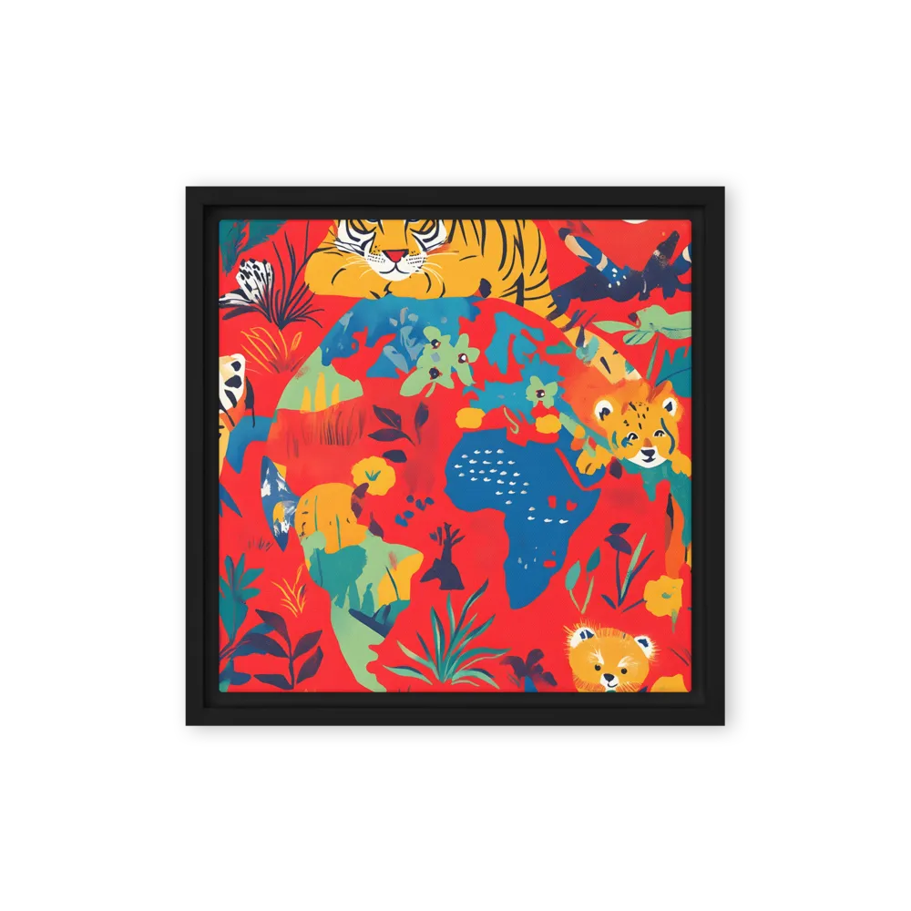 Wild Wonders of the Globe | Canvas with Black Frame | 12″×12″