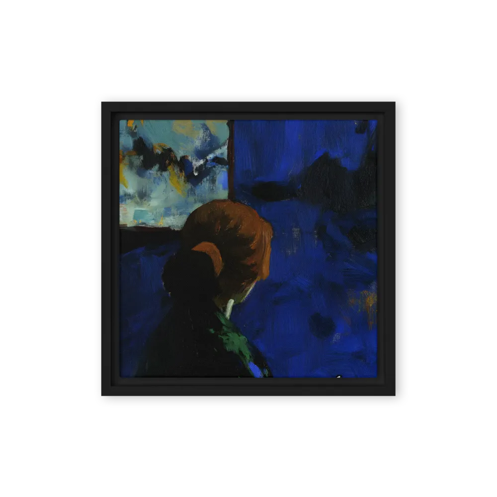 Contemplation Under the Night Sky | Canvas with Black Frame | 12″×12″