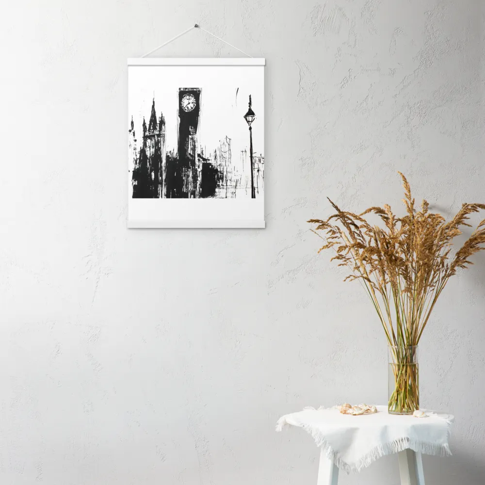 Clock Tower in Motion | Poster With White Wood Hanger | 16″×20″