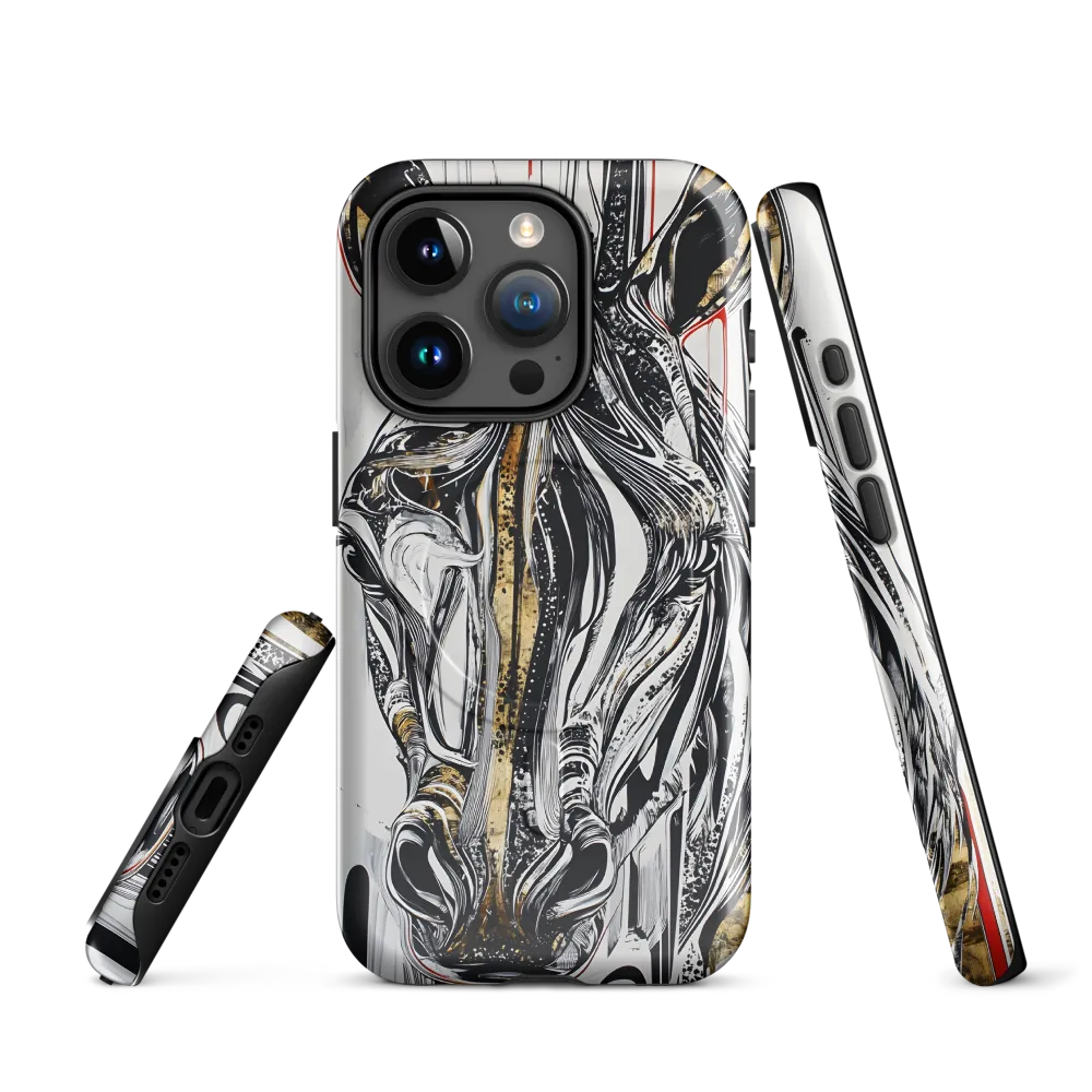 Ethereal Majesty: The Abstract Zebra | Phone Case |  15 Pro | MagSafe® Tough Case | Glossy