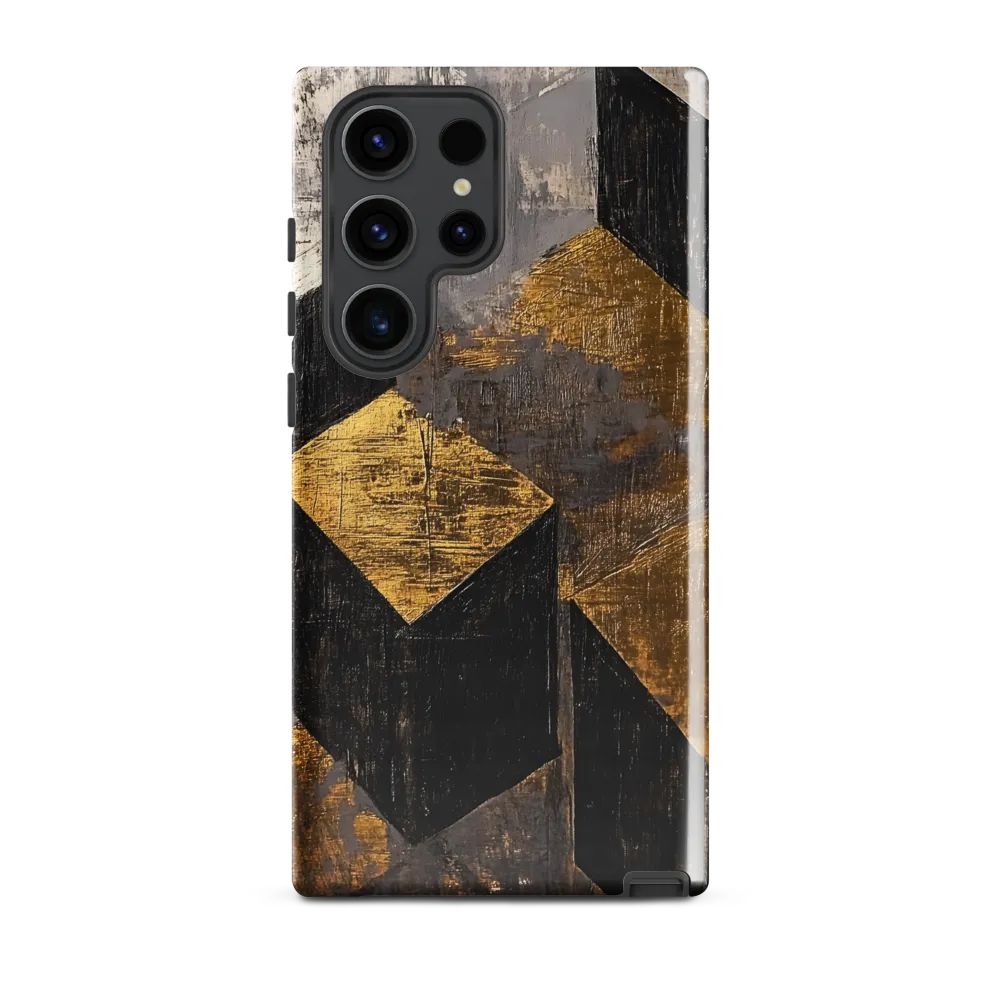 Geometric Harmony in Gold and Black | Phone Case |  S23 Ultra | Tough Case | Glossy