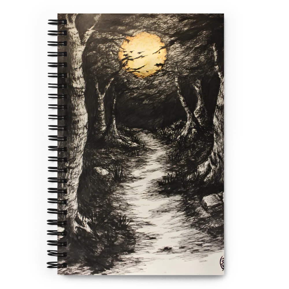 Moonlit Path Through the Enigmatic Forest | Spiral Notebook