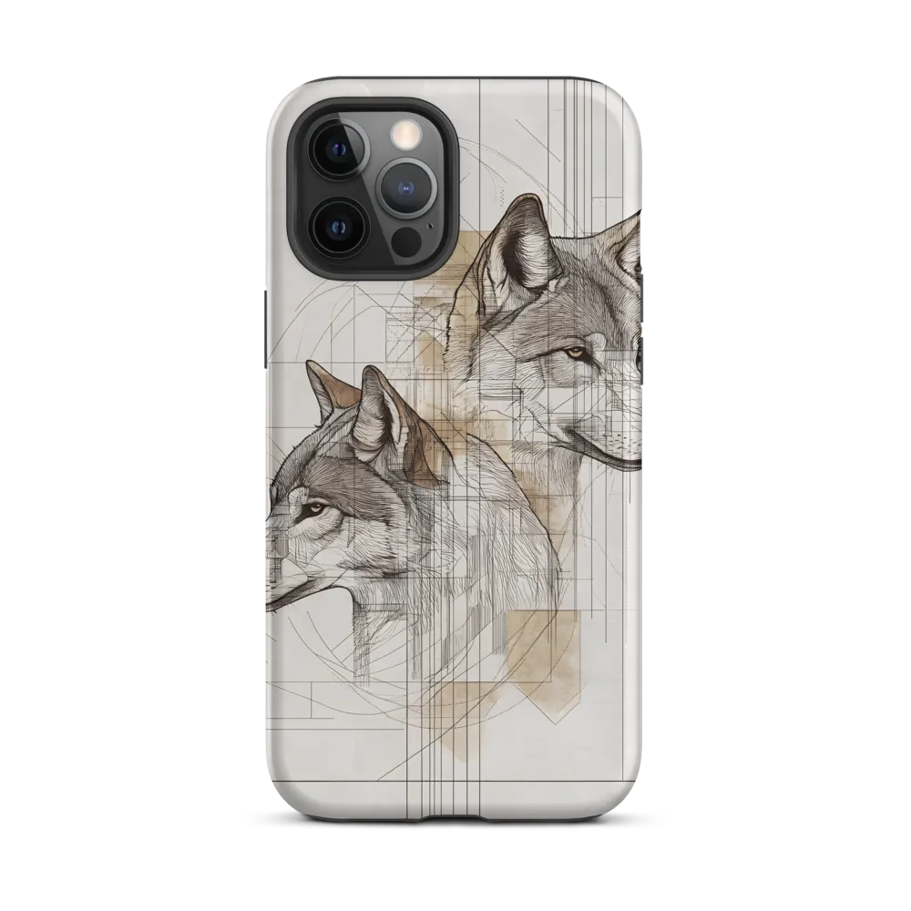 Geometric Harmony: The Essence of Wolves | Phone Case |  12 Pro Max | Tough Case | Matte