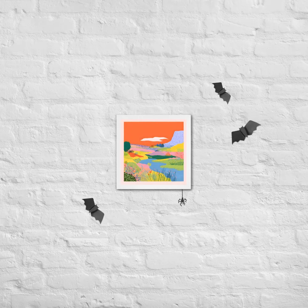 Orange Sky Meadow 
 Poster with White Frame | 12″x 12″