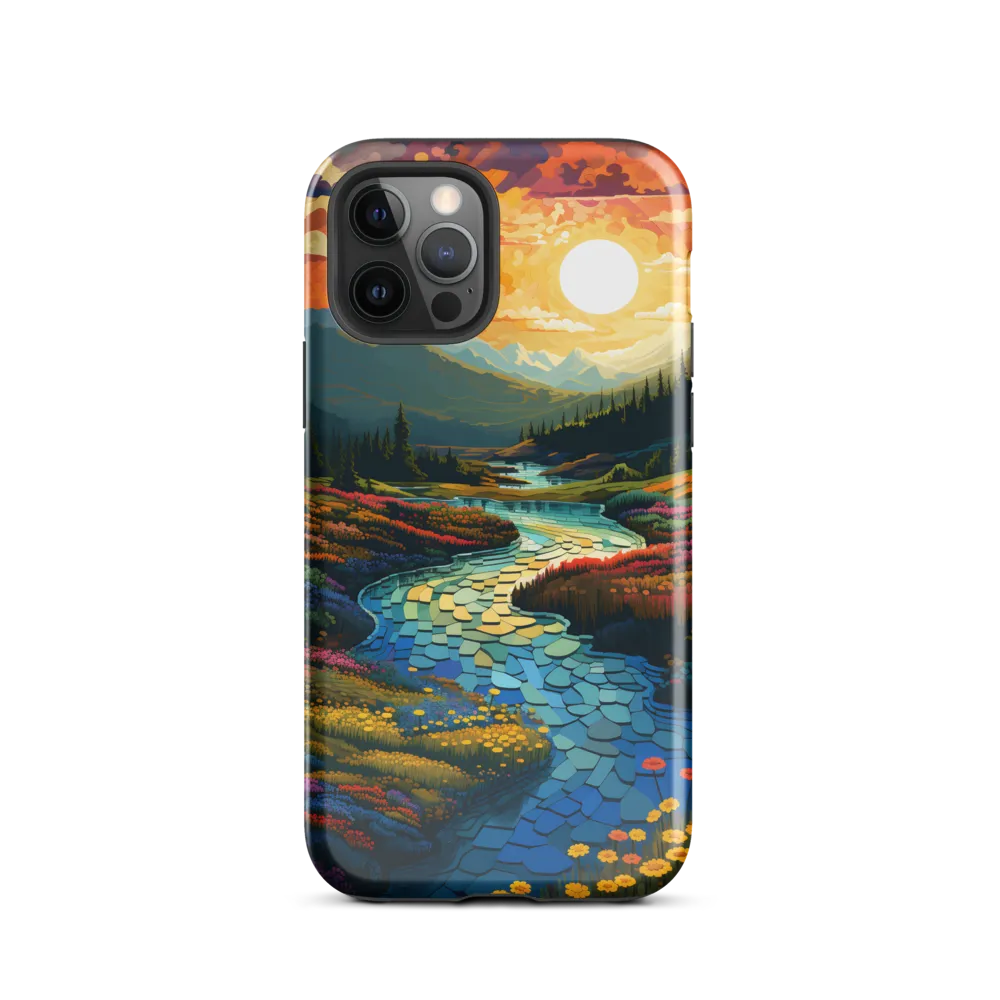 Serenity in Sunset: A Winding River's Embrace | Phone Case |  12 Pro | Tough Case | Glossy