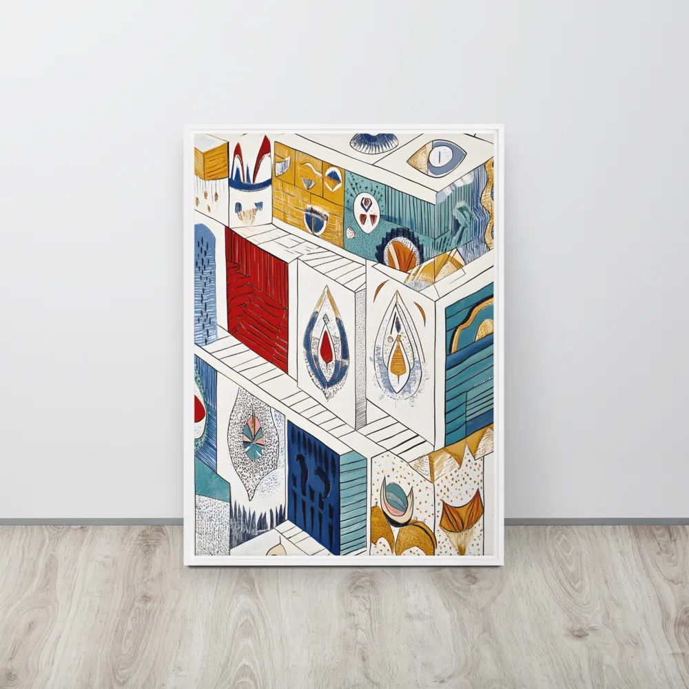 Symphony of Geometric Harmony | Canvas with White Frame | 20″×28″