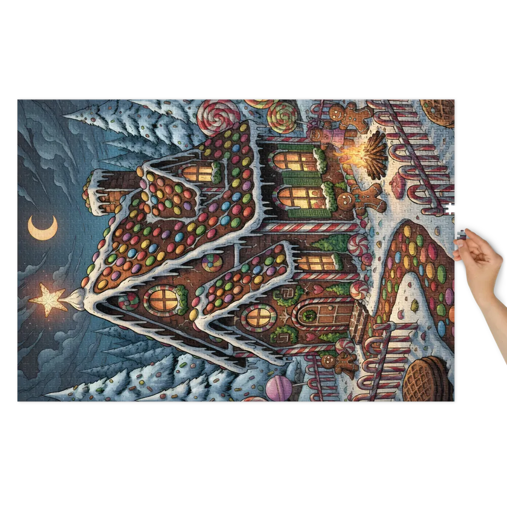 Whimsical Gingerbread Christmas 
 Jigsaw Puzzle in Tin Box