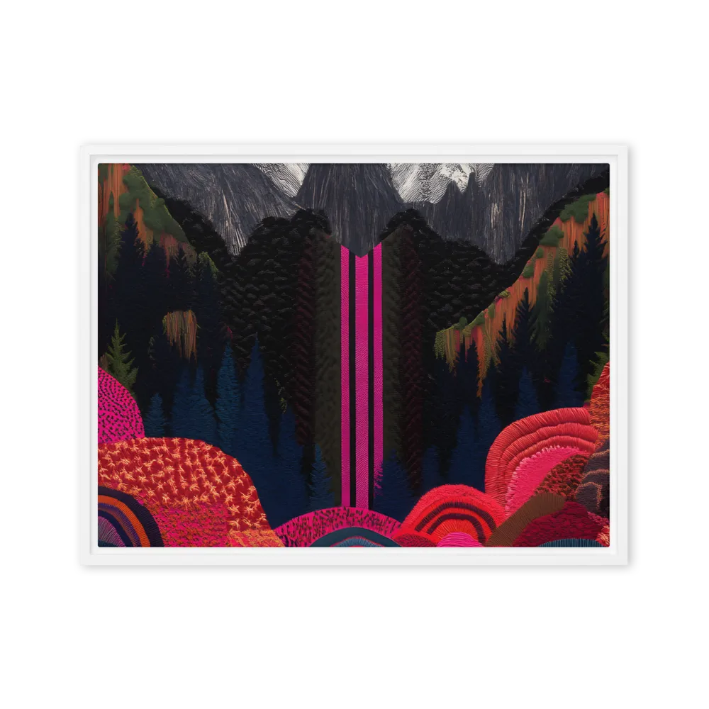 Ethereal Cascade: A Surreal Landscape | Canvas with White Frame | 18″×24″